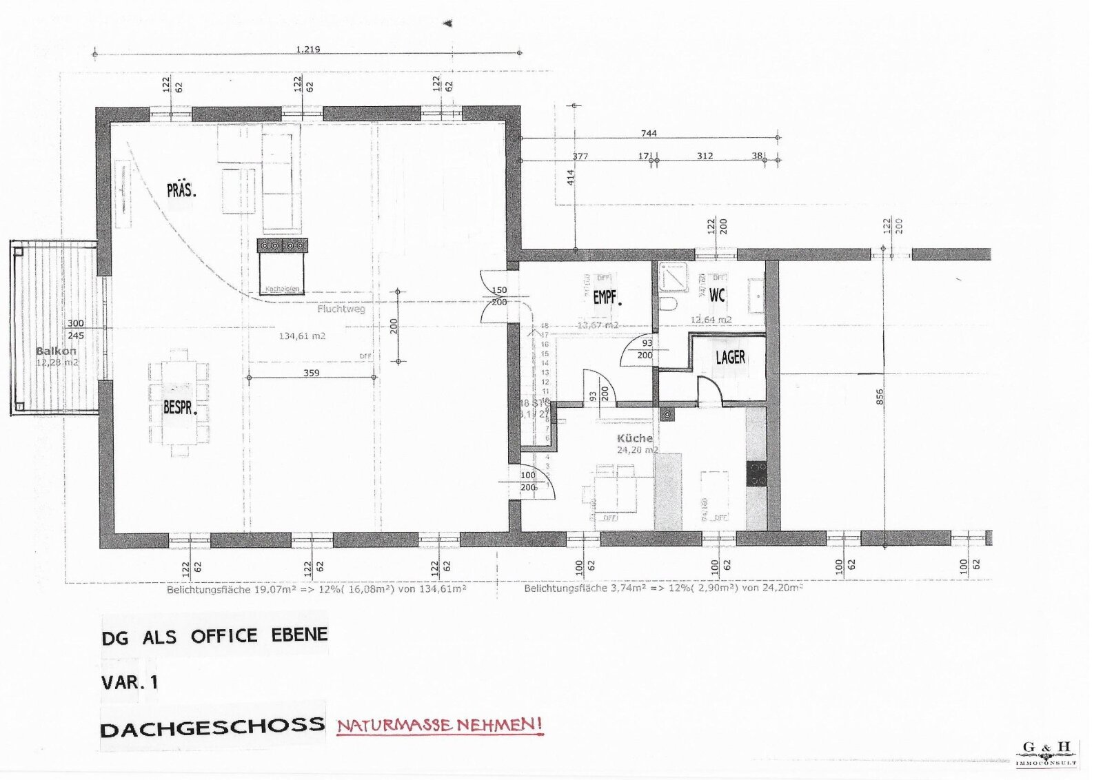 Grundriss-Skizze Wohnung DG